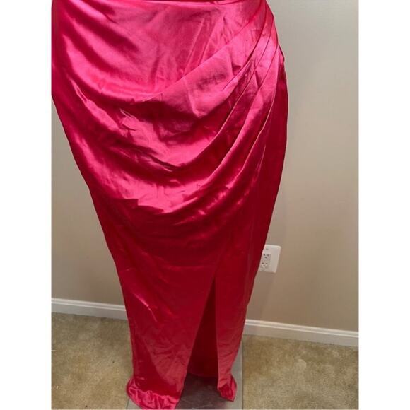 SAU LEE Priyanka Ruched Strapless Hot Pink Maxi Dress Size 2 - Picture 6 of 10